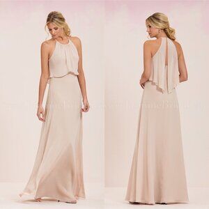 Jasmine Bridesmaids Womens Champagne Long Jewel Neckline Georgette Maxi Dress 12